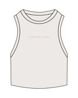 The Ribbed Crop Tank - Bone - Ritual Body - Center Chest - Embroidered Tone on Tone