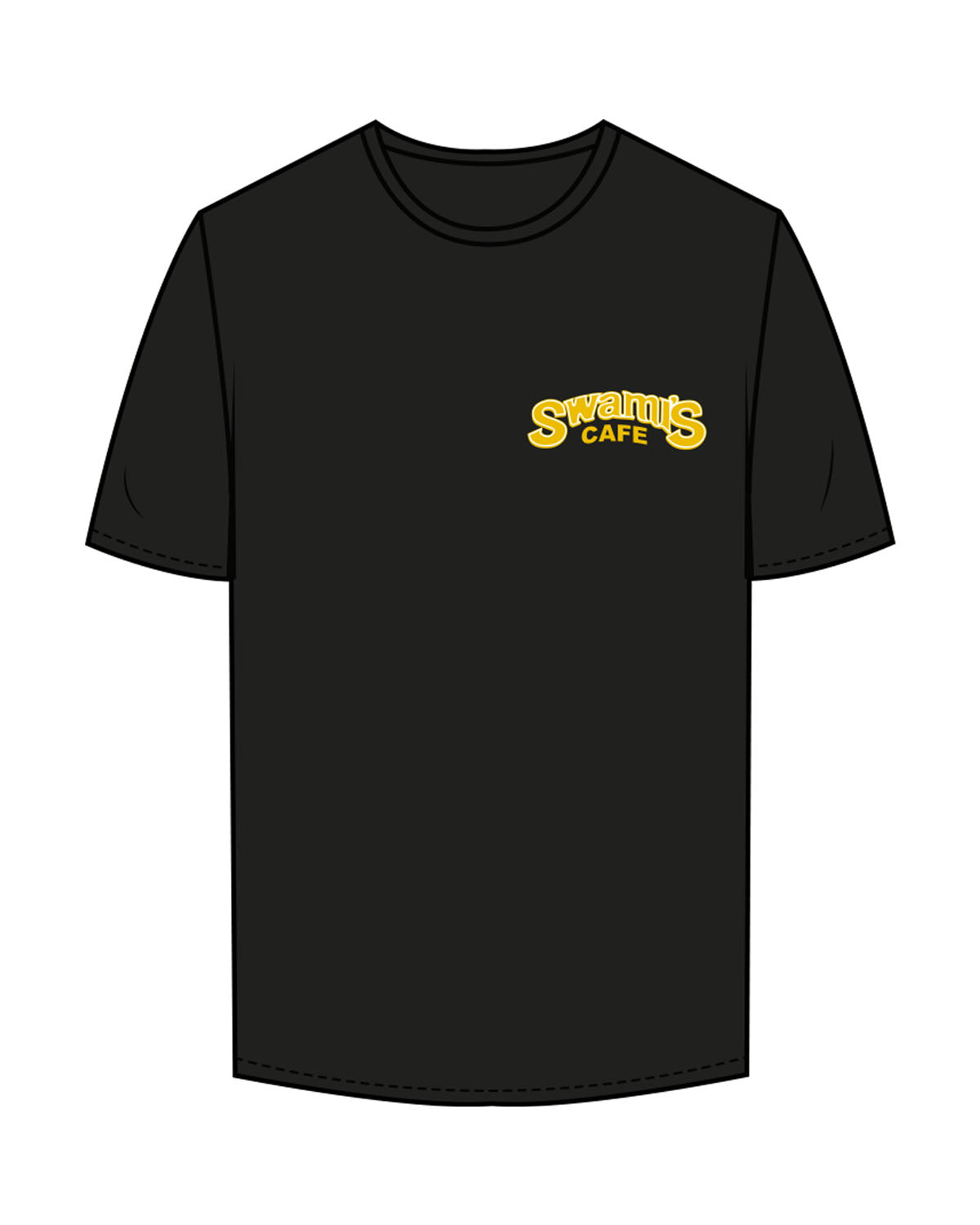 The Mens Tee - Black - Swamis Endless - Left Chest Stacked & Back "BEACH PLEASE" - Printed - Full Color