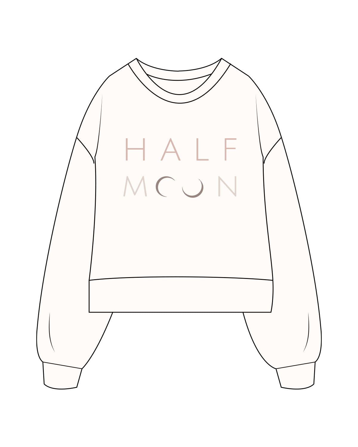 The Womens Heavyweight Crop - Off White - Half Moon Yoga - Center Chest Stacked - Printed - Full Color