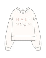 The Womens Heavyweight Crop - Off White - Half Moon Yoga - Center Chest Stacked - Printed - Full Color