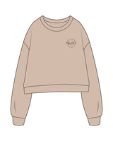 The Studio Crop - Taupe - Pilates Phoenix - Left Chest Logo - Printed - Black