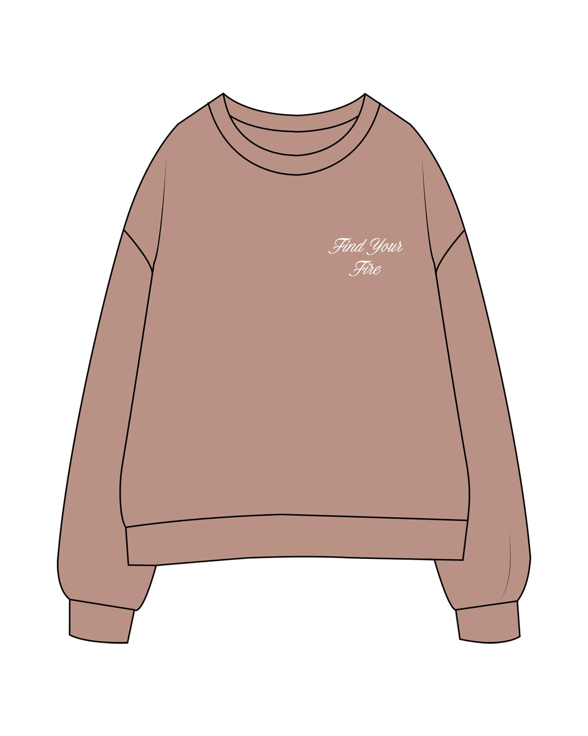 The Womens Crewneck - Clay - Ignite Barre & Fitness - Left Chest Stacked & Back Stacked - Printed - White