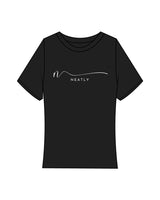 The Baby Tee - Black - Neatly - Center Chest Stacked & Back Center Stacked - White