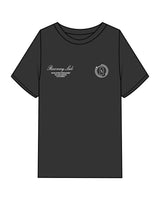 The Mens Heavyweight Tee - Washed Black - Recovery Lab - Left & Right Chest & Center Back Stacked - White