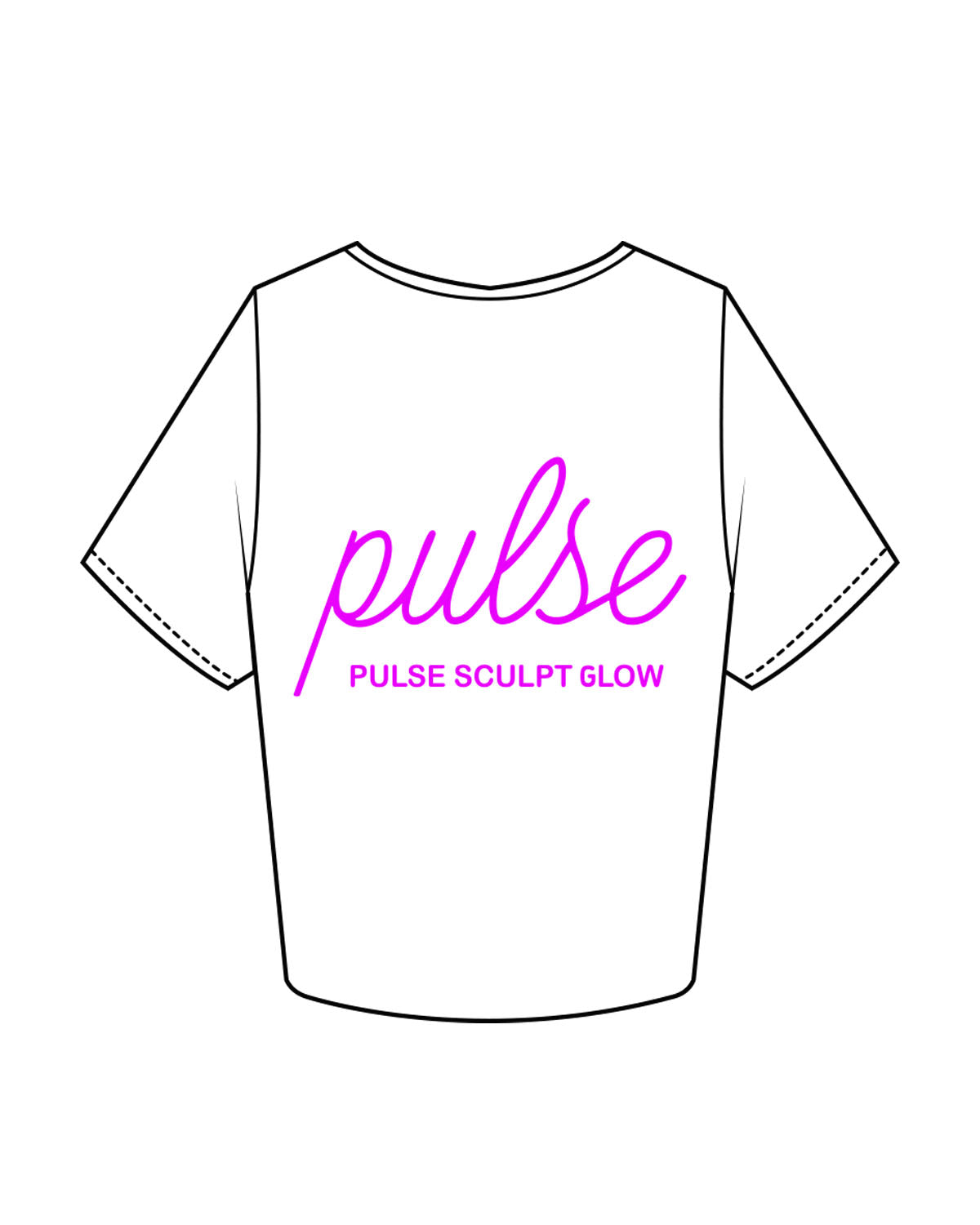 The Crop Tee - White - Pulse Sculpt Glow - Left Chest Stacked & Center Back Stacked - Printeed - Purple