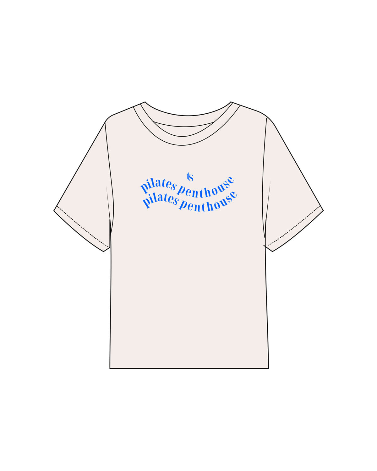 The Midweight Crop Tee - Ivory - Set Studio - Center Chest Stacked - Printed - Blue