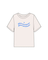 The Midweight Crop Tee - Ivory - Set Studio - Center Chest Stacked - Printed - Blue