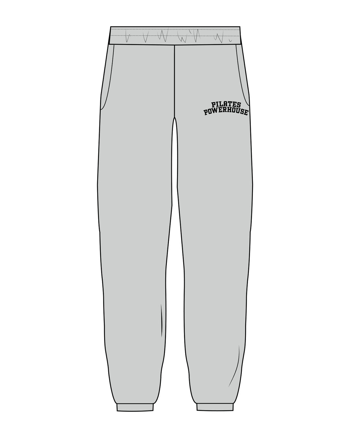 The Womens Sweatpants - Storm - Pilates Powerhouse - Left Leg Arc Stacked - Printed - Black
