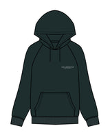 The Mens Classic Hoodie - Pine Green - Collaborative Dog - Left Chest Stacked & Back Stacked - Full Color