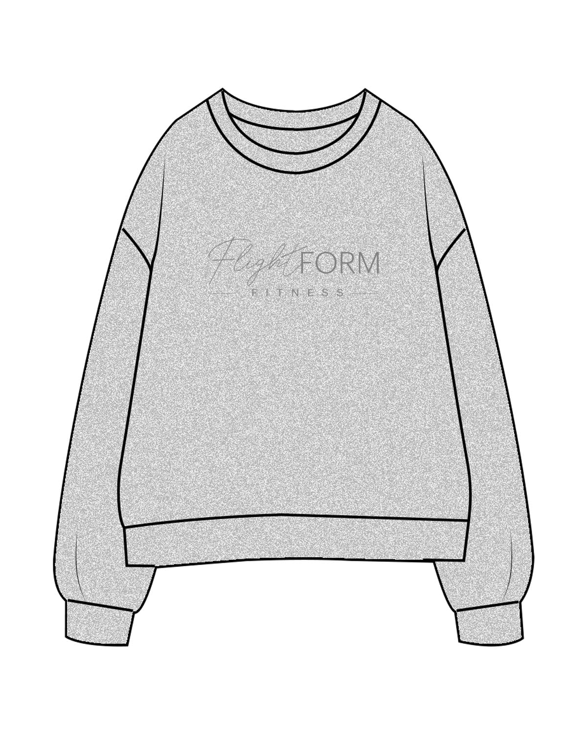 The Womens Crewneck - Heather - Flightform - Center Chest Stacked - Tone on Tone