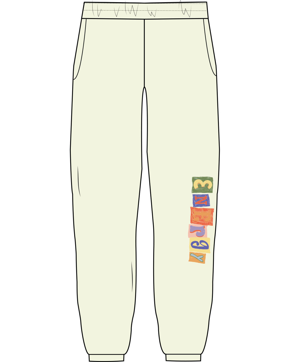 The Womens Sweatpants - Butter - The Supper Club - Left Leg Front & Back - Full Color