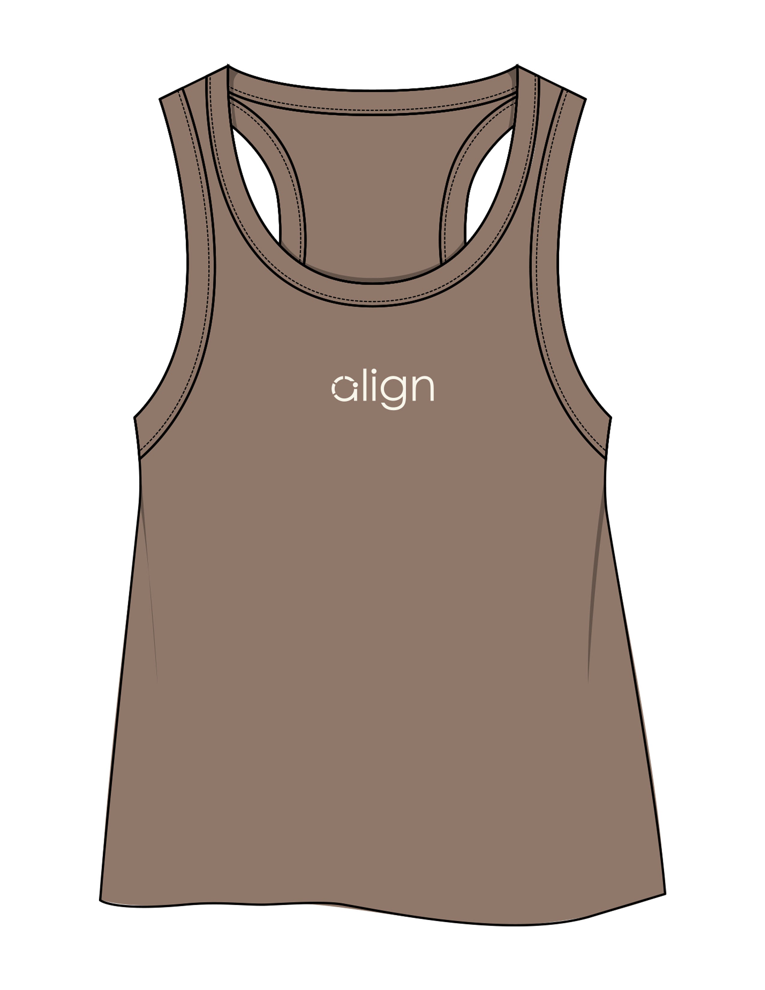 The Crop Tank - Cacao - Align Pilates Studio - Center Chest - Printed - Off White
