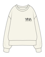 The Womens Heavyweight Crewneck - Off White - Viva Pilates - Left Chest Stacked - Printed -  Black