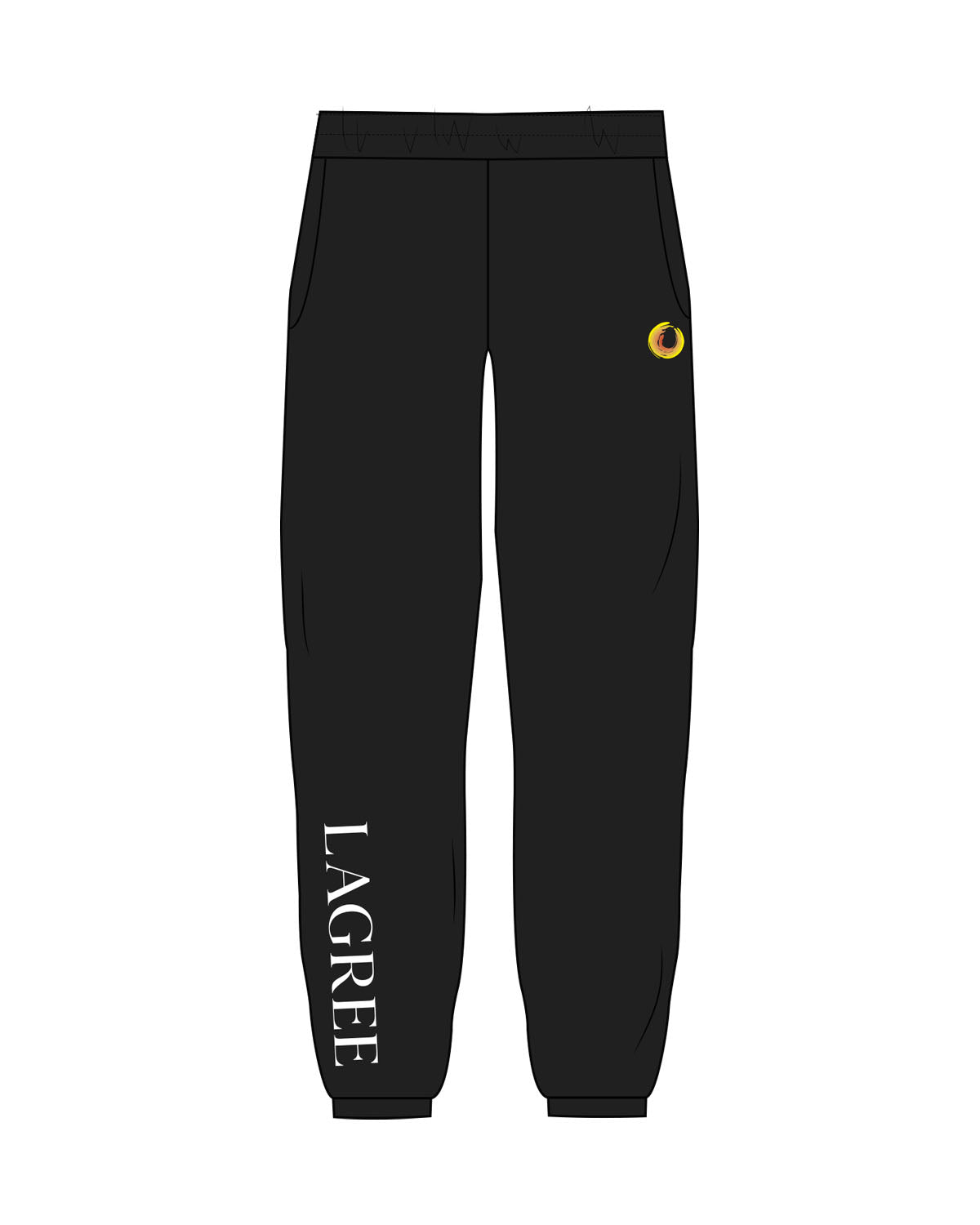 The Womens Sweatpants - Black - Scorch Fitness -  Left Leg Embroidered & Right Leg Printed  - Full Color