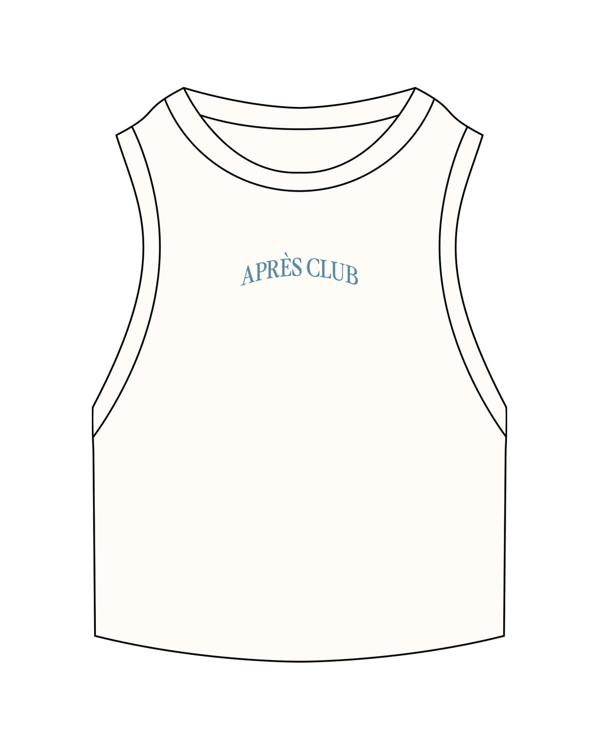 The Ribbed Crop Tank - Off White - Lagree Tahoe - Center Chest Arched - Embroidered - Teal