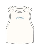 The Ribbed Crop Tank - Off White - Lagree Tahoe - Center Chest Arched - Embroidered - Teal