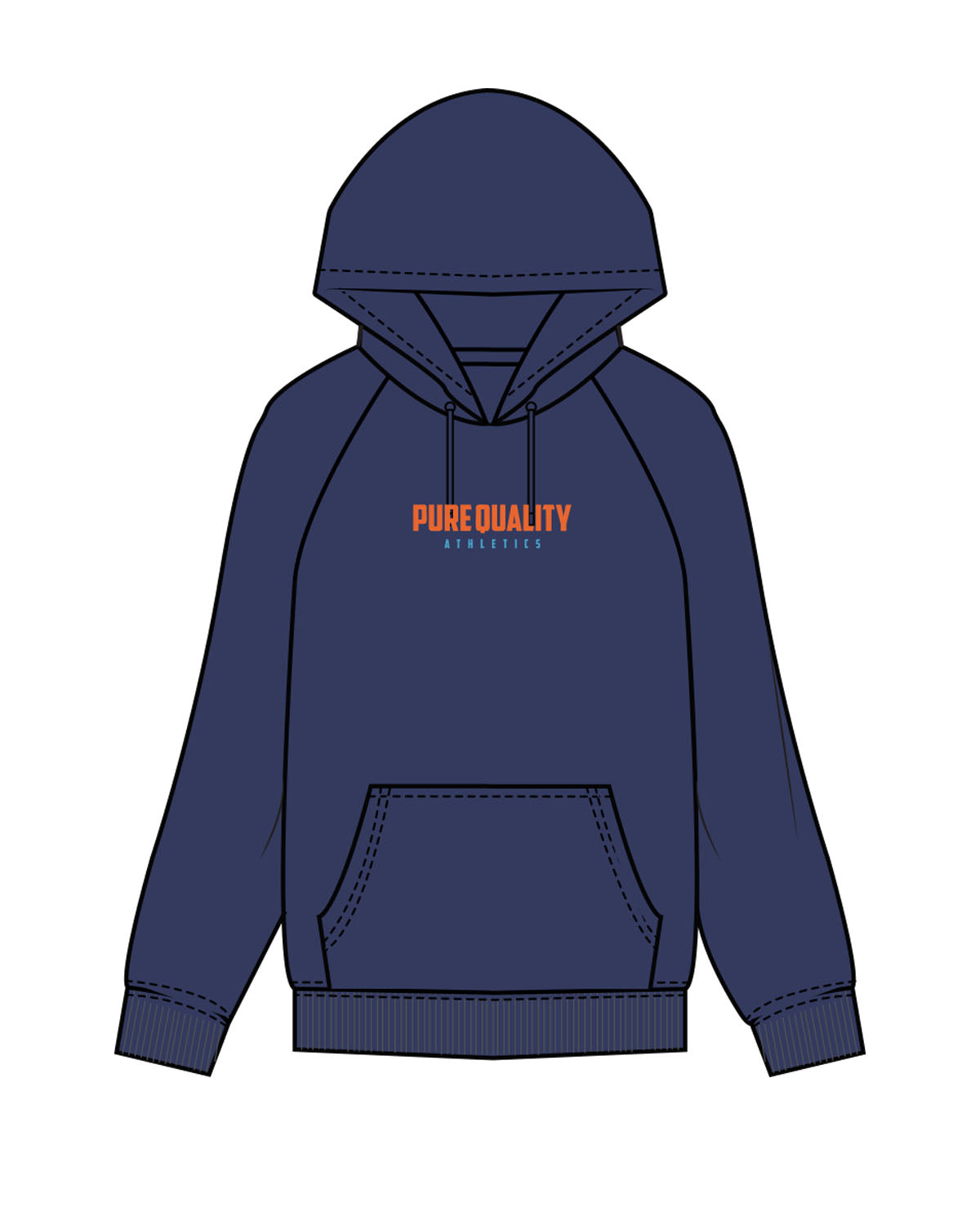 The Mens Classic Hoodie - Cobalt - PURE QUALITY - Center Chest Stacked & Center Back Logo Stacked - Printed - Full Color