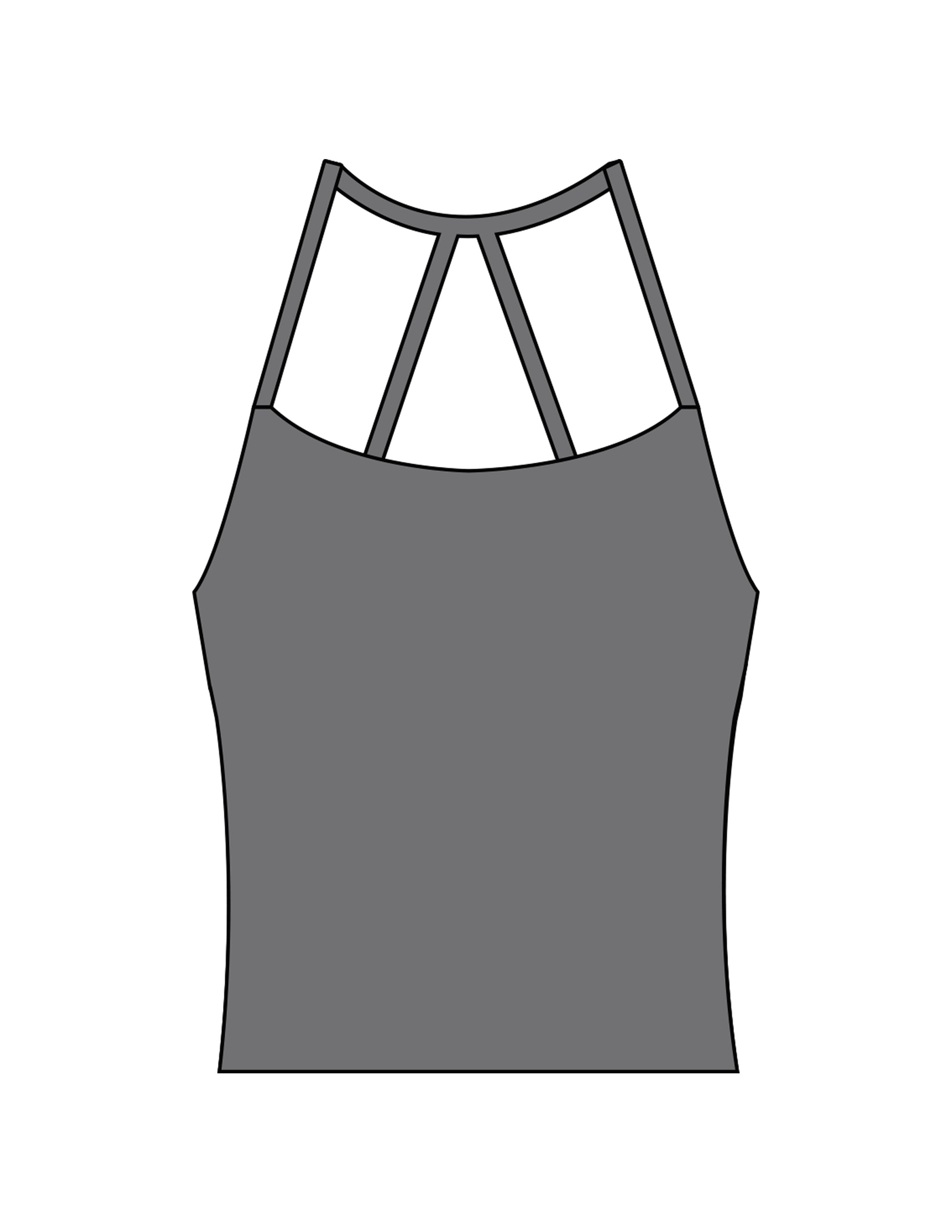 The Womens Sporty Tank - Grey - Bare Pilates - Center Back - Printed - White