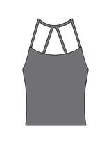 The Womens Sporty Tank - Grey - Bare Pilates - Center Back - Printed - White