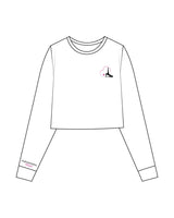 The Crop Long Sleeve - White -  Empowering Pilates - Left Chest & Right Arm - Printed - Full Color