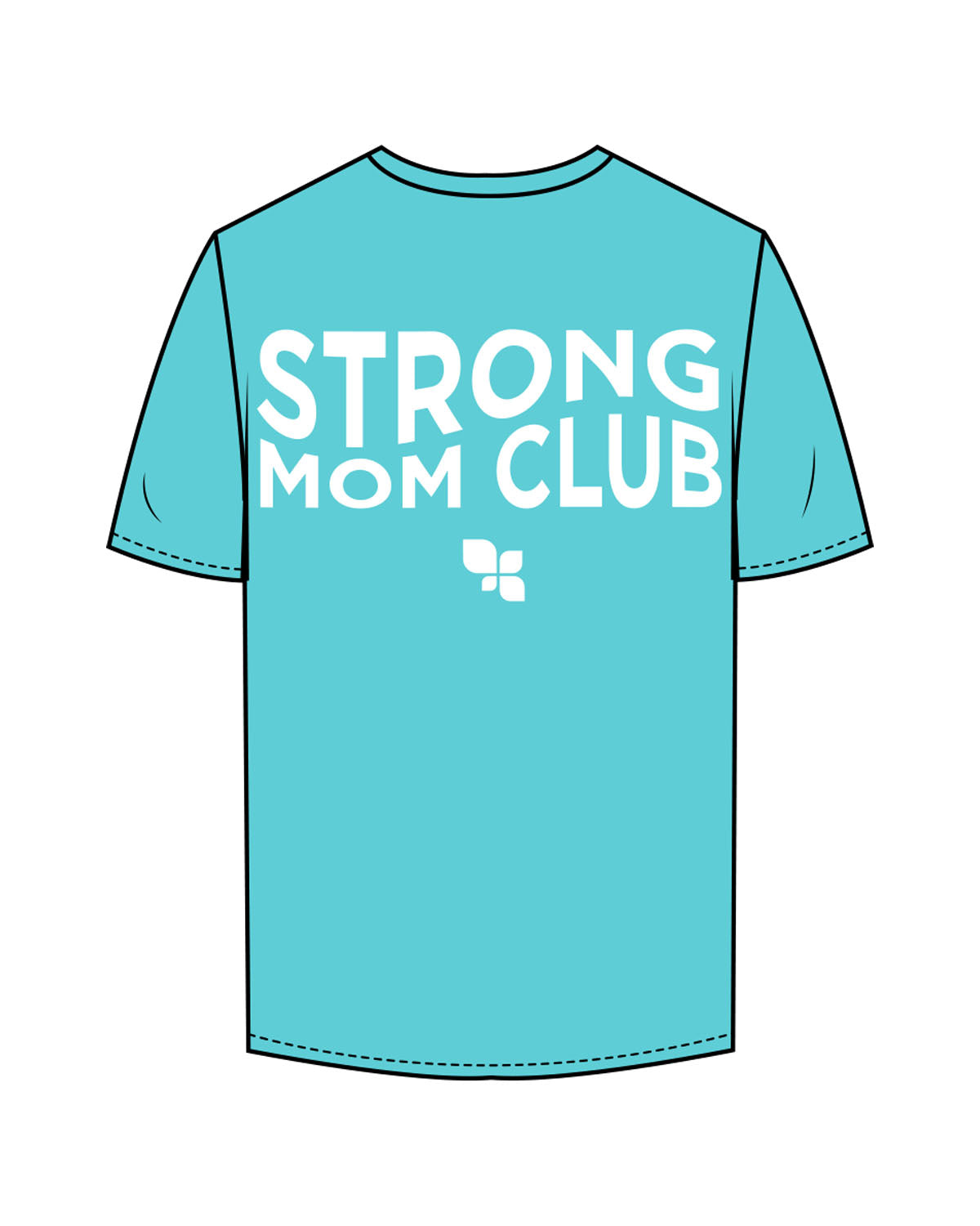 The Mens Tee - Teal - F4Mom-TriValley - Center Chest Stacked & Center Back Stacked - Printed - White