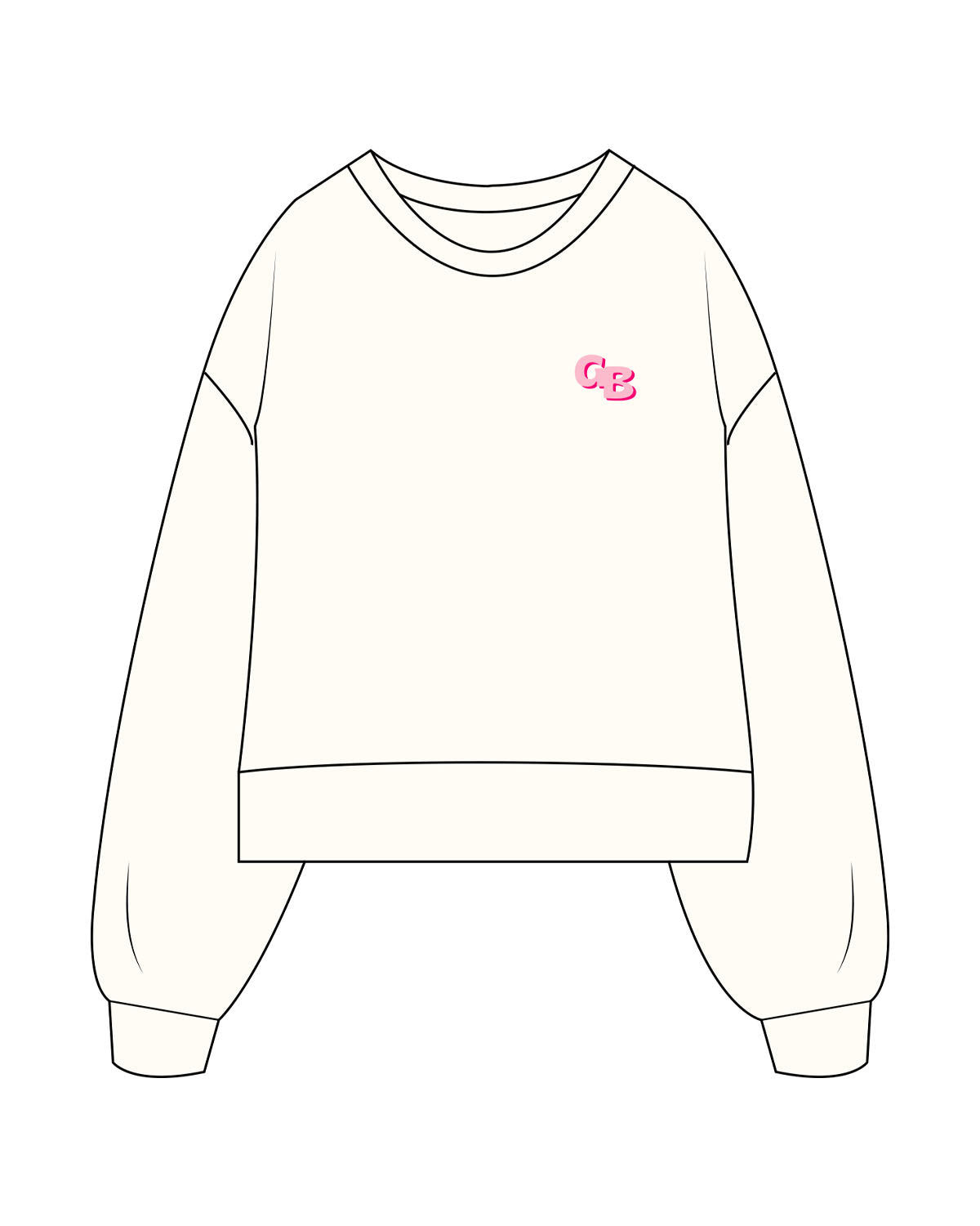 The Womens Heavyweight Crop - Off White - Gracefully Baked Bread - Left Chest "GB" & Back Arc Stacked - Printed - Full Color