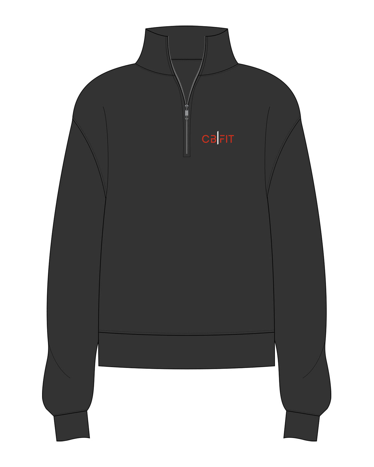 The Womens 1/4 Zip - Washed Black - CB Fit - Left Chest - Embroidered- Full Color