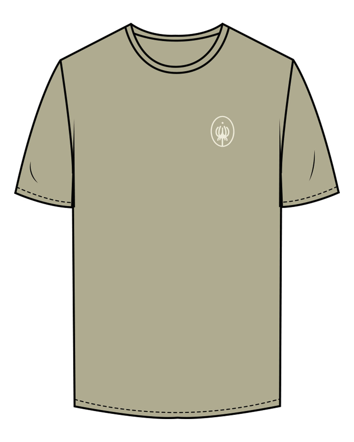 The Mens Tee - Pistachio - Wellnest - Left Chest Oval & Full Back Text Stacked - Printed - Cream