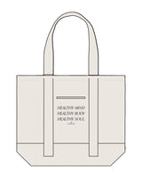 The Contrast Tote Bag - Natural / Natural - Balanced Self - Center Body Stacked - Printed - Black