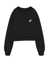 The Studio Crop - Black - New Mom School - Left Chest & Back Stacked "COOL" - Printed - White