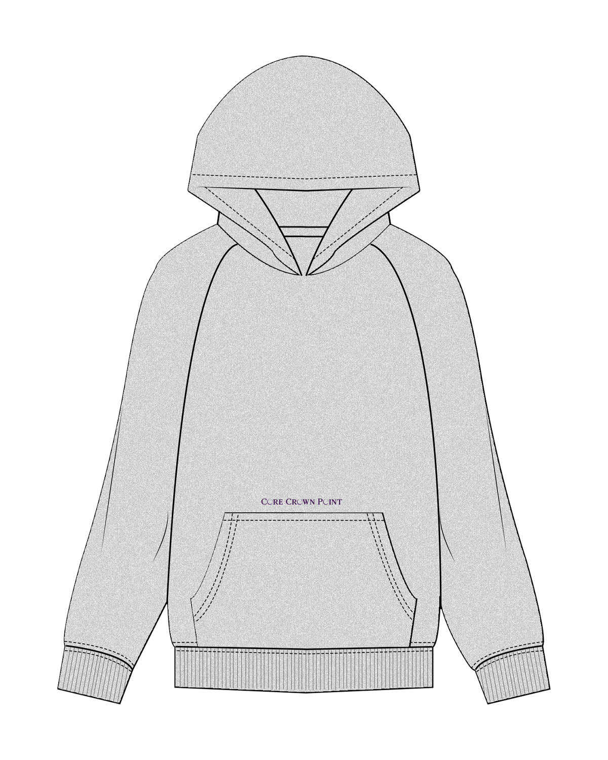 The Womens Hoodie - Heather - Core Crown Point - Lower Center  - Printed - Purple