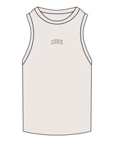 The Ribbed Full Length Tank - Bone - Core Precision - Center Chest - Embroidered - Tone on Tone