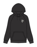 The Classic Hoodie - Charcoal - Pose Pilates - Left Chest Icon & Back Center - Off White
