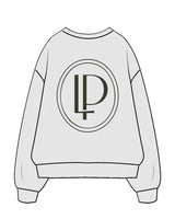 The Mens Crewneck - White Heather - Lucky Penny - Left Chest & Back Round - Printed - Forest