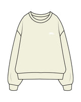 The Mens Crewneck - Butter - Higher Ground - Left Chest Stacked - Embroidered  White