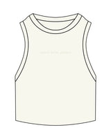 The Ribbed Crop Tank - Off White - Ritual Body - Center Chest - Embroidered Tone on Tone
