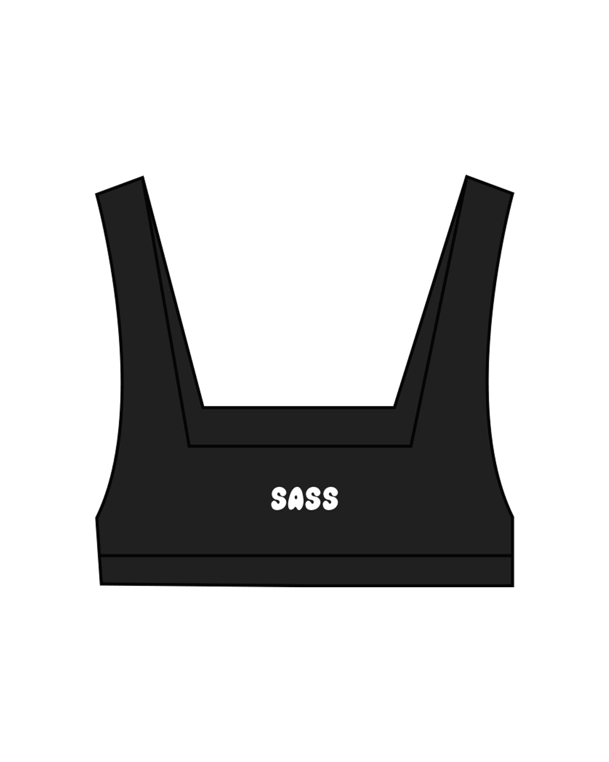 The Box Cut Bra - Black - Sweat & Shine - Center Chest & Back Center - White