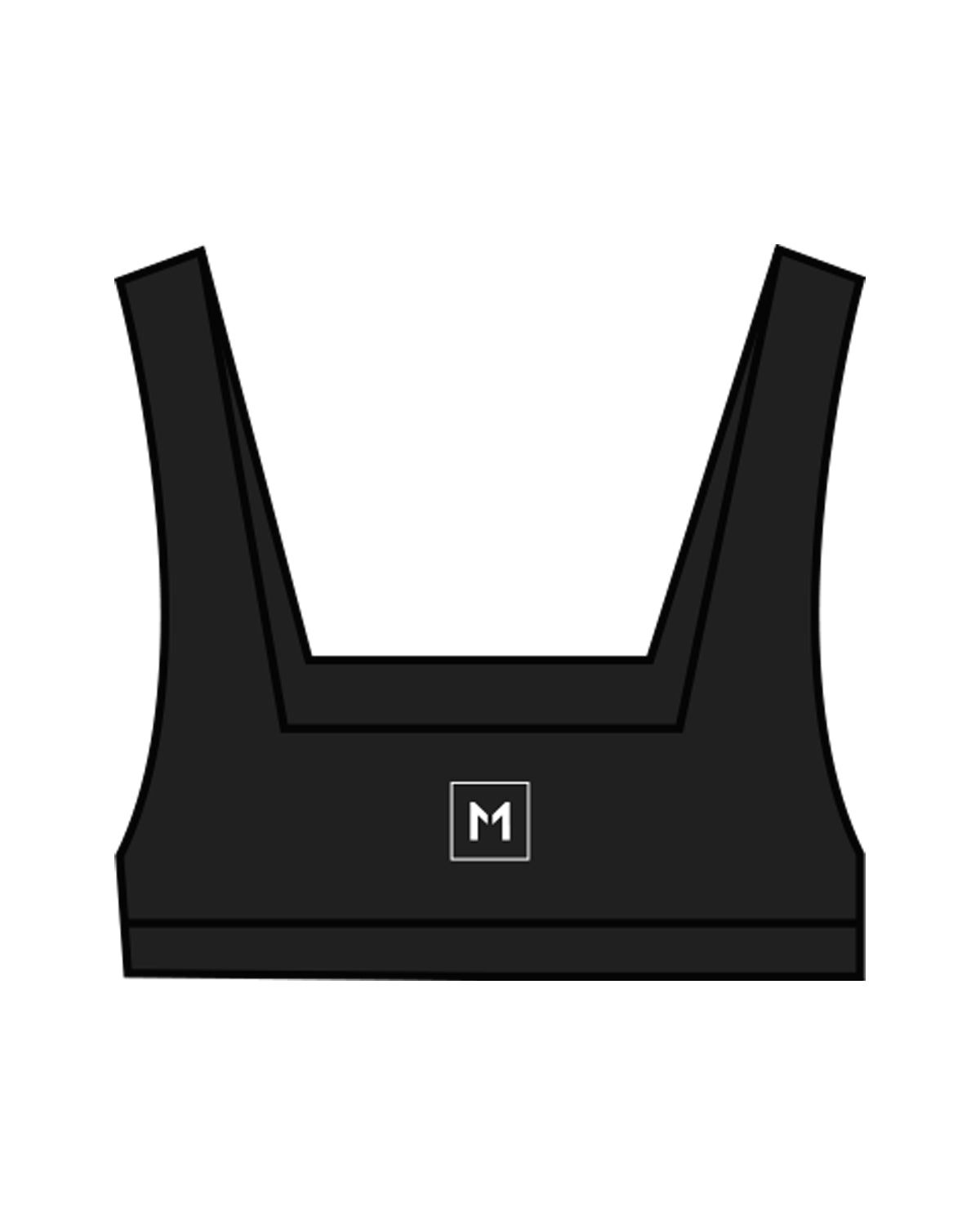 The Box Cut Bra - Black - MNLY - Center Chest & Center Back - White Printed