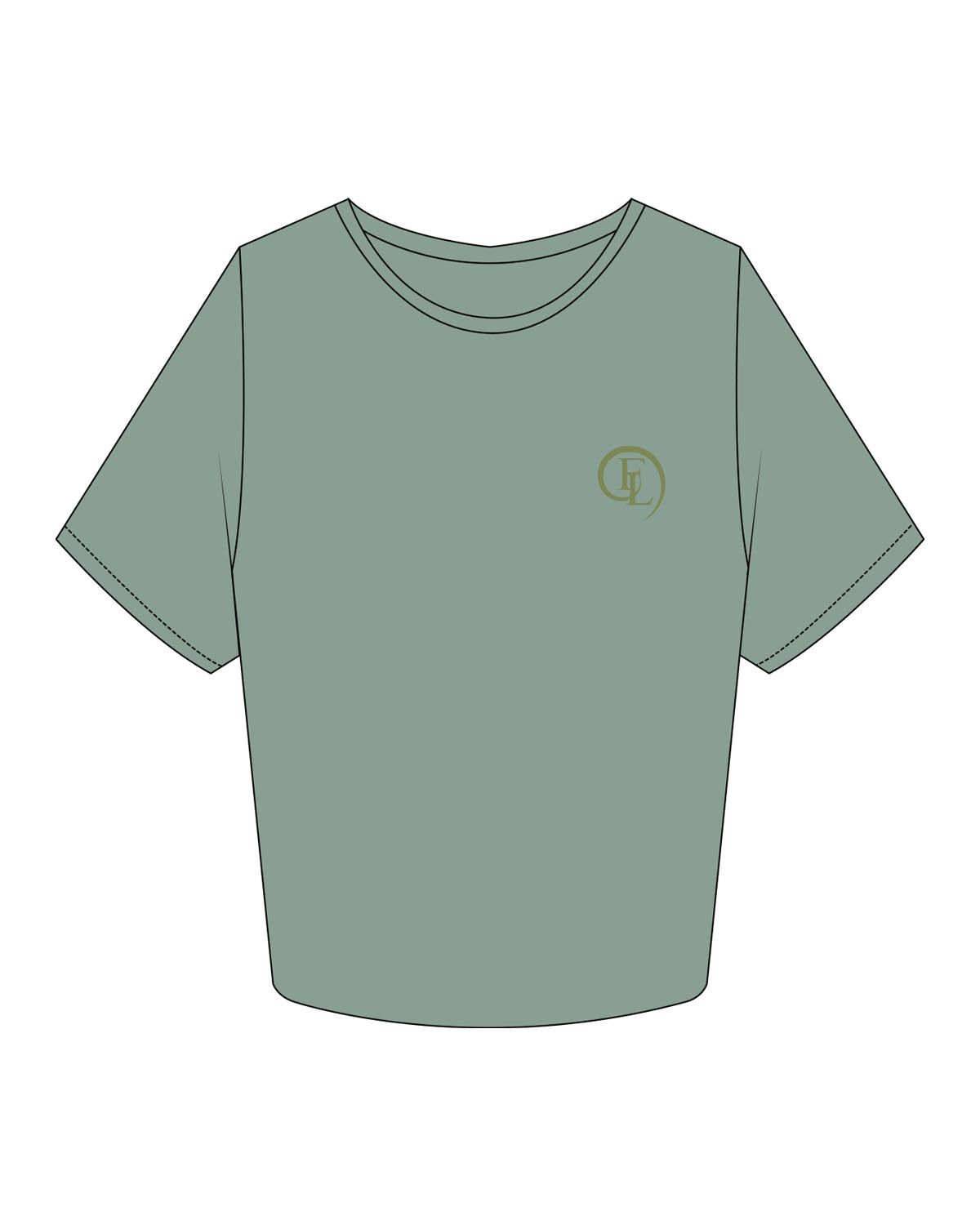 The Crop Tee - Sage - Fase Lagree - Left Chest - Embroidered - Moss