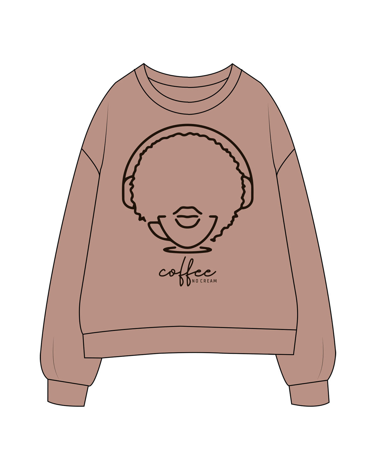 The Womens Crewneck - Clay - The Rebel Geek - Center Chest Stacked - Printed - Brown