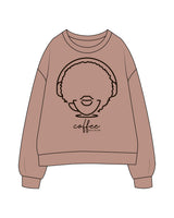 The Womens Crewneck - Clay - The Rebel Geek - Center Chest Stacked - Printed - Brown