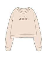 The Studio Crop - Latte - Method Pilates - Center Chest - Printed - Chocolate