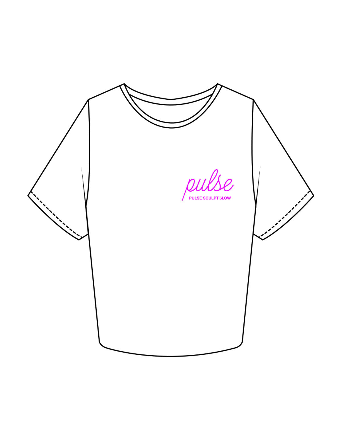 The Crop Tee - White - Pulse Sculpt Glow - Left Chest Stacked & Center Back Stacked - Printeed - Purple