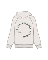 The Mens Heavyweight Zip Hoodie - Bone - POSE PILATES - Left Chest PP "Embroidered" & Back PPS round "Printed" - Green
