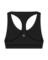 The Racer Bra - Black - Core Cycle - Center Chest "CORE" & Center Back Round - Printed - White