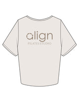 The Crop Tee - Bone - Align Pilates Studio - Left Chest & back Stacked - Printed - Brown