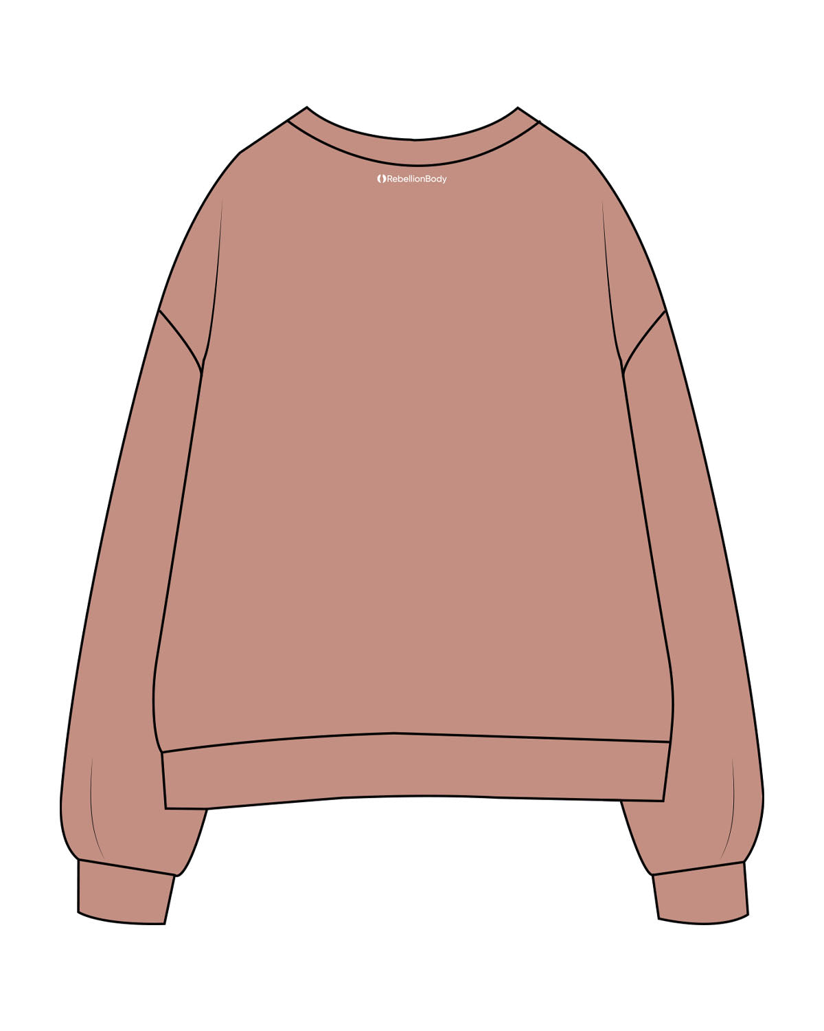 The Womens Crewneck - Clay - Rebellion Body - Center Chest & Back Center Neckline - Printed - White