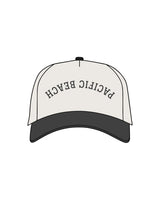 The Canvas Cap - Natural / Coal - Blenders - Center Crown Mirrored "PACIFIC BEACH" & Back Panel - Embroidered - Printed - Puff - Coal