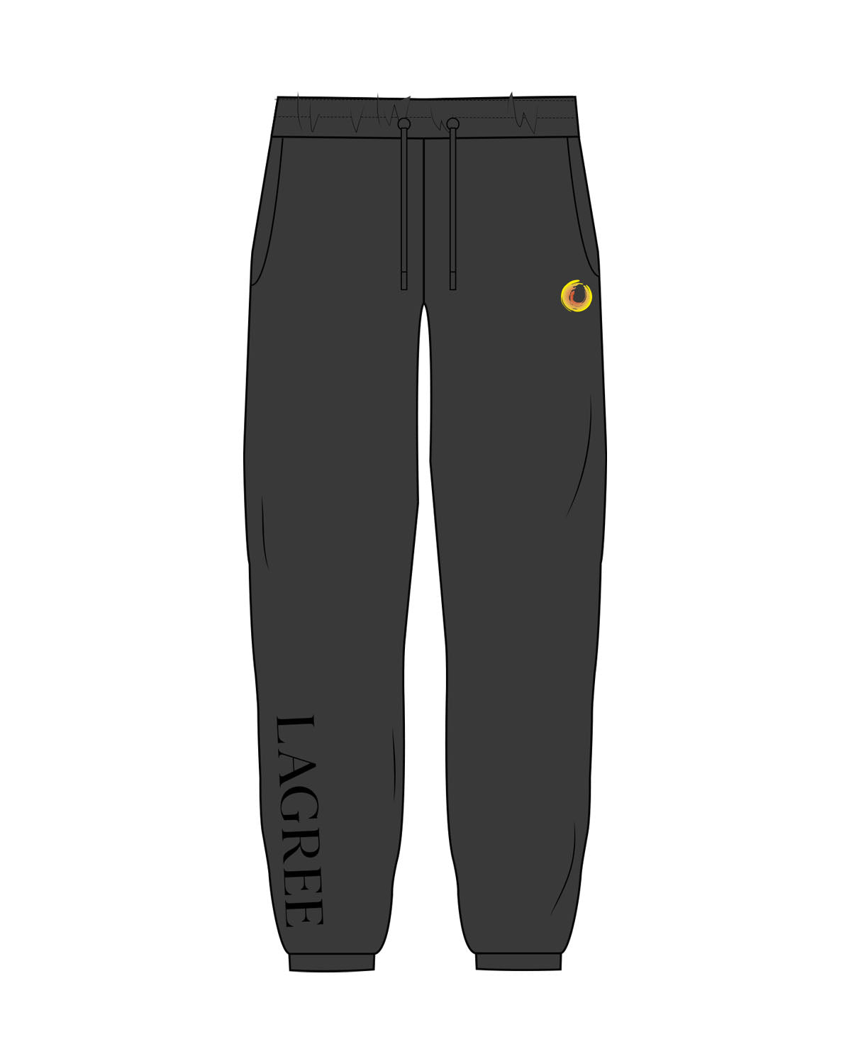 The Womens Classic Sweatpants - Washed Black - Scorch Fitness -  Left Leg Embroidered & Right Leg Printed  - Full Color