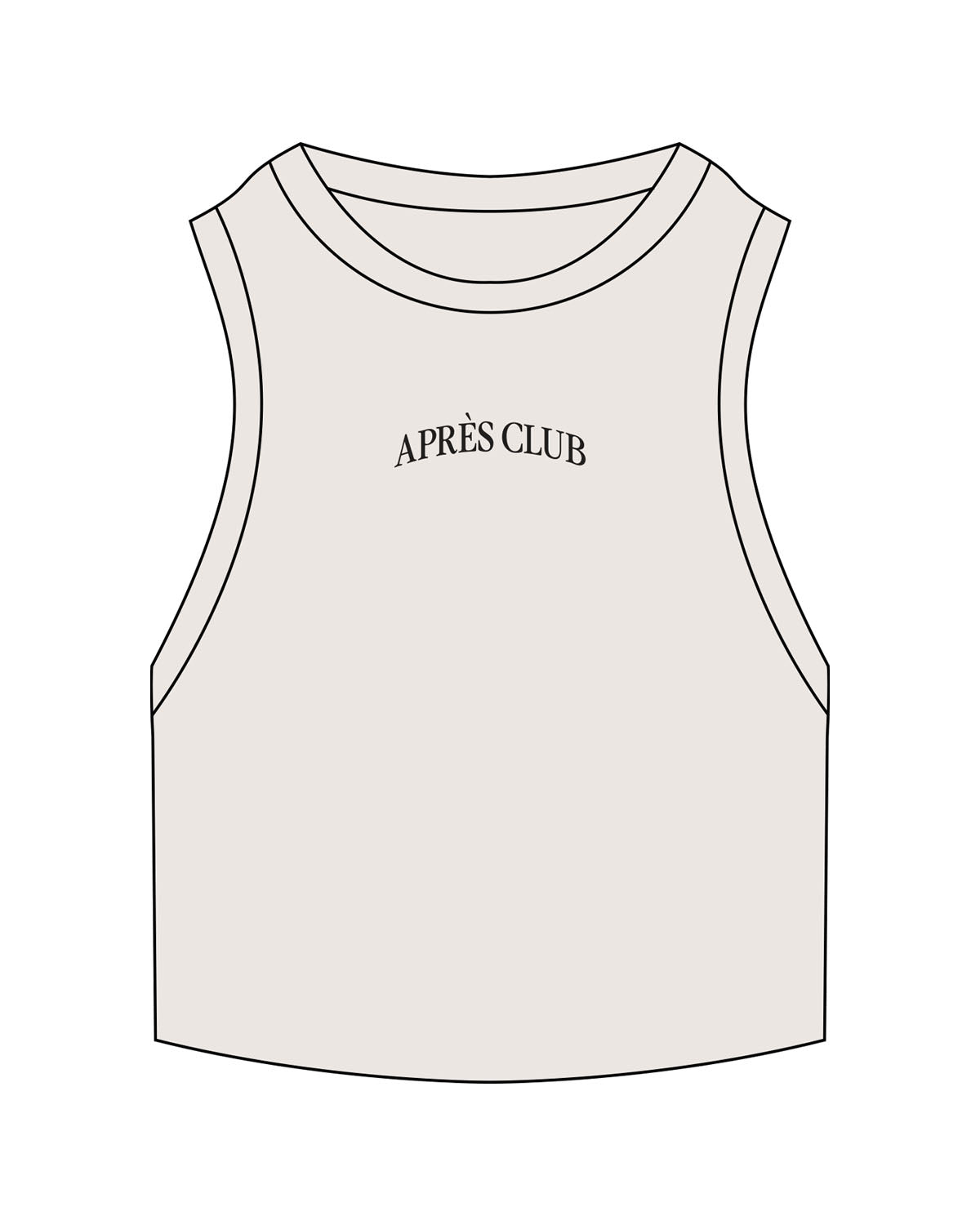 The Ribbed Crop Tank - Bone - Lagree Tahoe - Center Chest Arched - Embroidered - Black